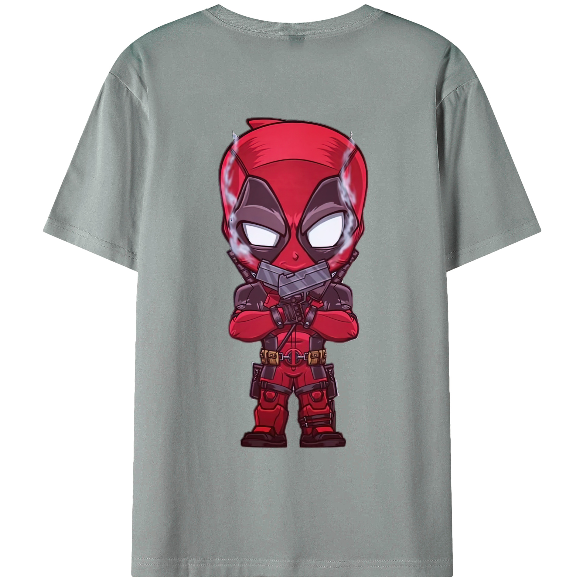 （画像用） Deadpool デッドプール 綿100％ メンズ半袖Tシャツ（バックプリント） 通気性
